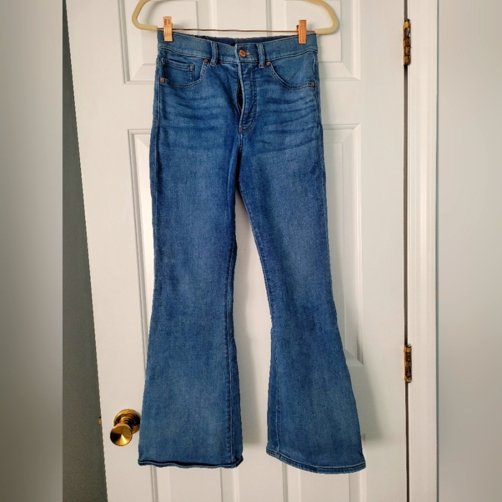 Classic Blue Flare Leg Jeans with Vintage Look. Never Worn